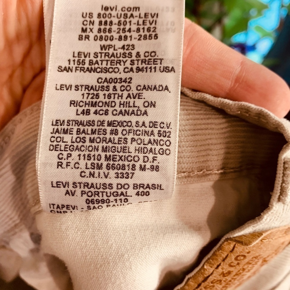 Levi’s 511 Boys 18 Slim Corduroy Pants Cream 29x29 - Picture 15 of 15